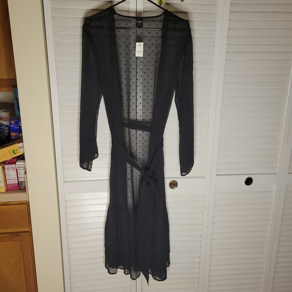 Express Sheer Swiss Dot Kimono Cover-Up L/XL NWT - Picture 6 of 16